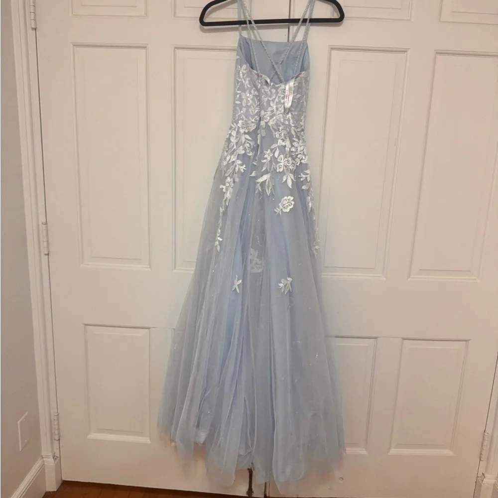 JJs House Light Blue and White Prom Dress - Picture 2 of 4